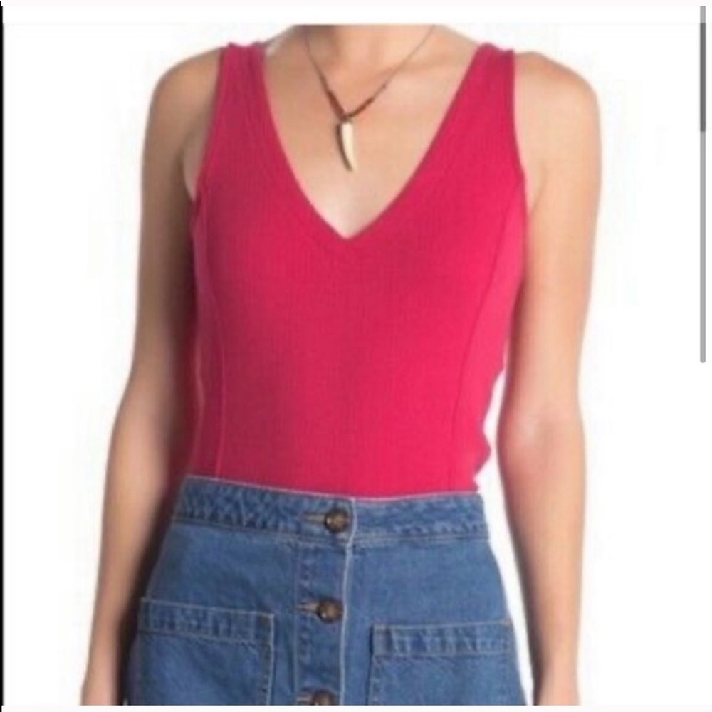 Pink ribbed free people tank